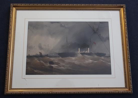 Charles Taylor (19th C.) Paddlesteamer of the Kentish coast 37 x 56cm